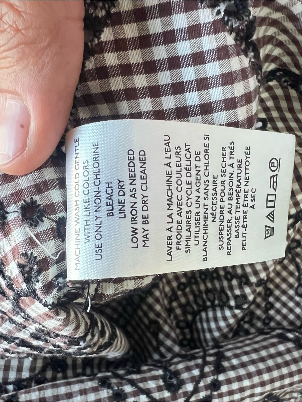 Anthro Pilcro Keira Gingham Blouse
Brown/White w Black Embroidered Eyelet M NWOT - Picture 12 of 12